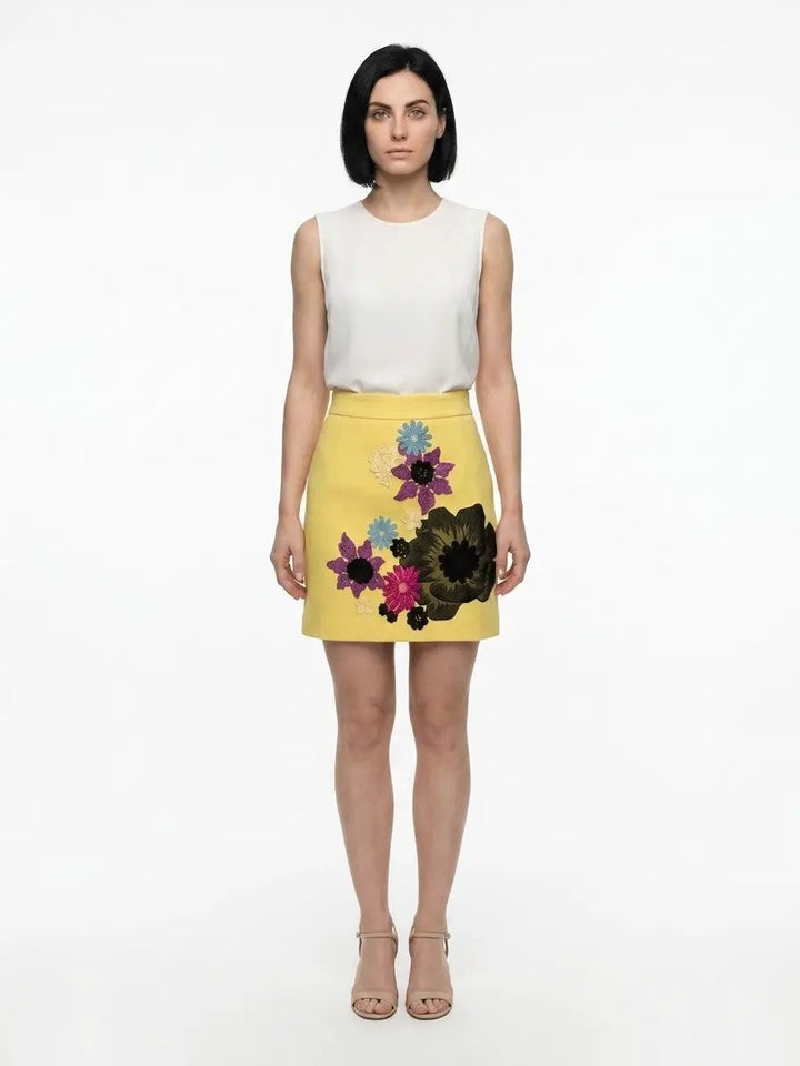 Dolce &amp; Gabbana Sample Sale | Dolce &amp; Gabbana Yellow Wool Mini Skirt - | Designer outlet