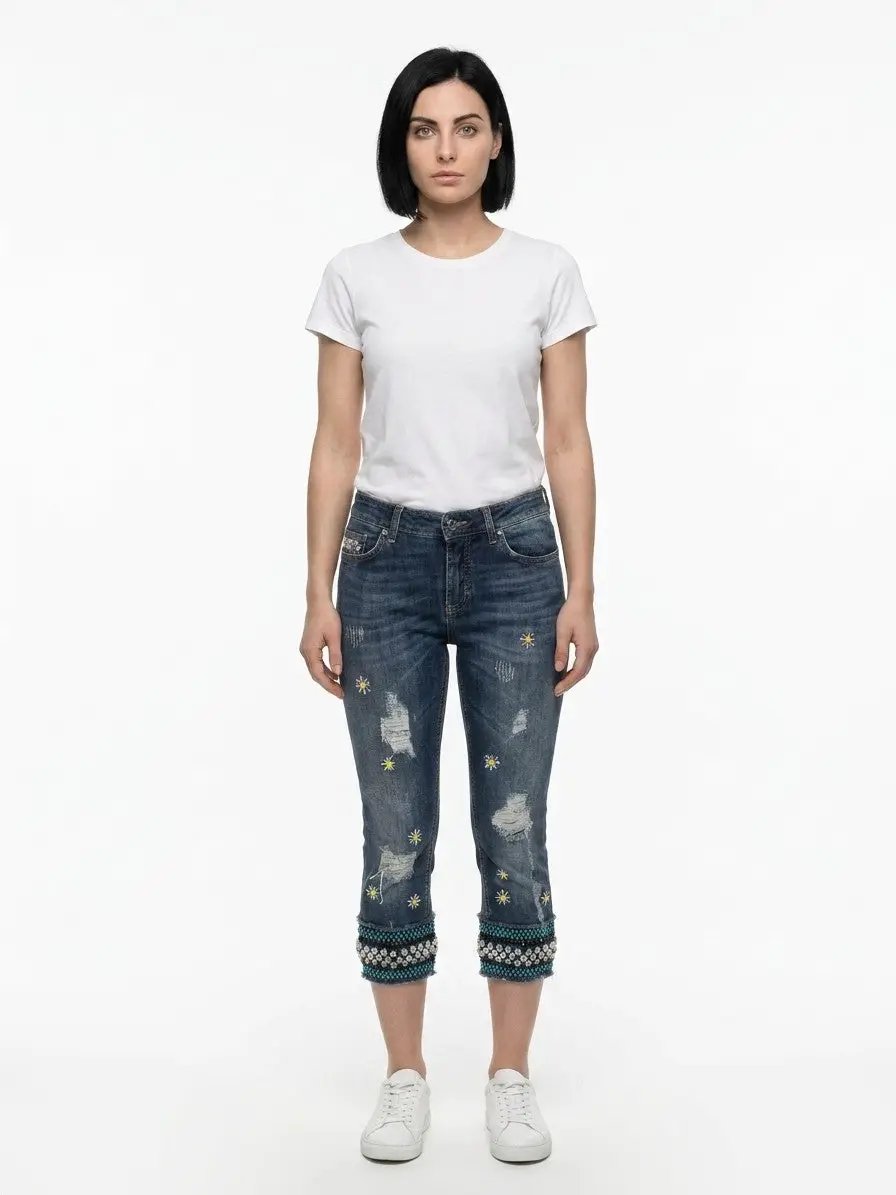 Dolce &amp; Gabbana Sample Sale | Dolce &amp; Gabbana Blue Cotton Cropped Jeans - | Designer outlet