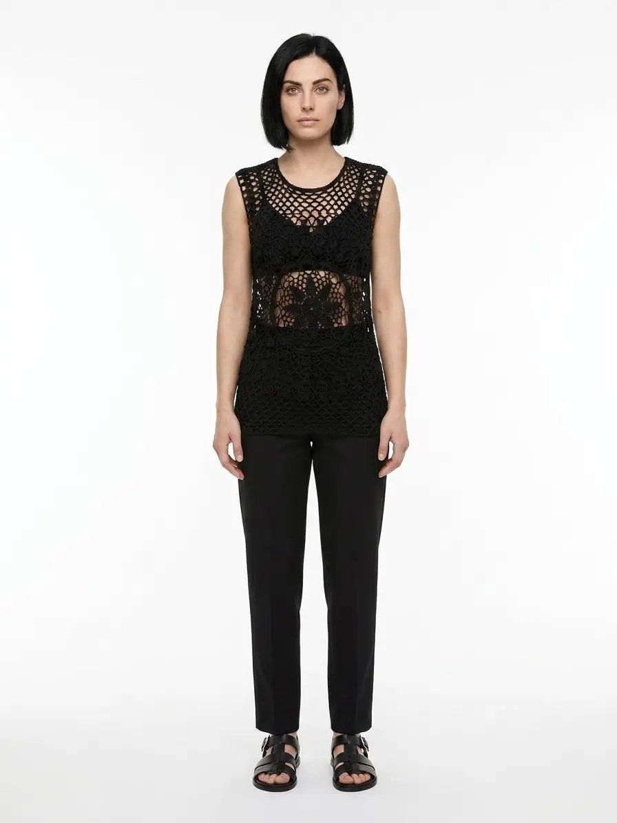 Dolce &amp; Gabbana Sample Sale | Dolce &amp; Gabbana Black Cotton Sleeveles T-Shirt - | Designer outlet