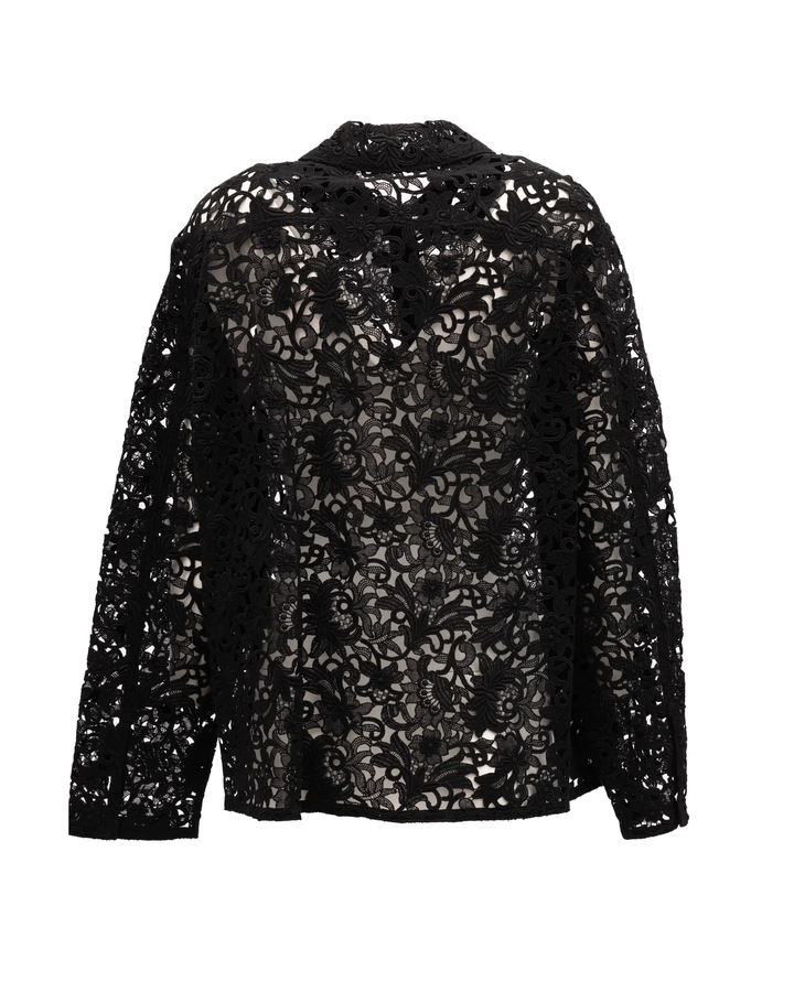 Valentino Garavani Sample Sale | Valentino Garavani Black Floral Lace Shirt - | Designer outlet