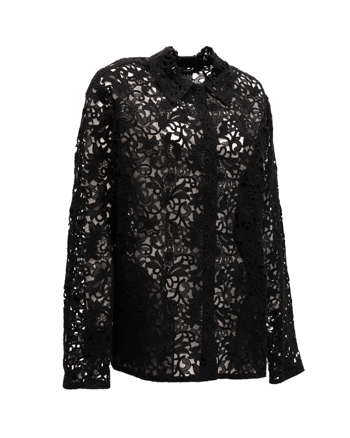 Valentino Garavani Sample Sale | Valentino Garavani Black Floral Lace Shirt - | Designer outlet