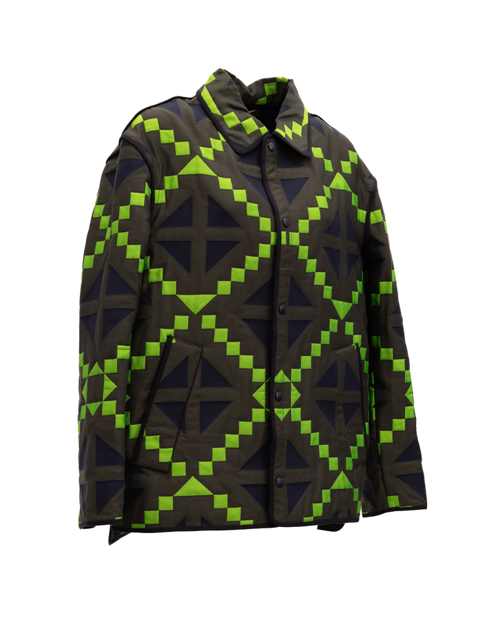 Valentino Garavani Sample Sale | Valentino Garavani Green Geometric Button-Up Jacket - | Designer outlet