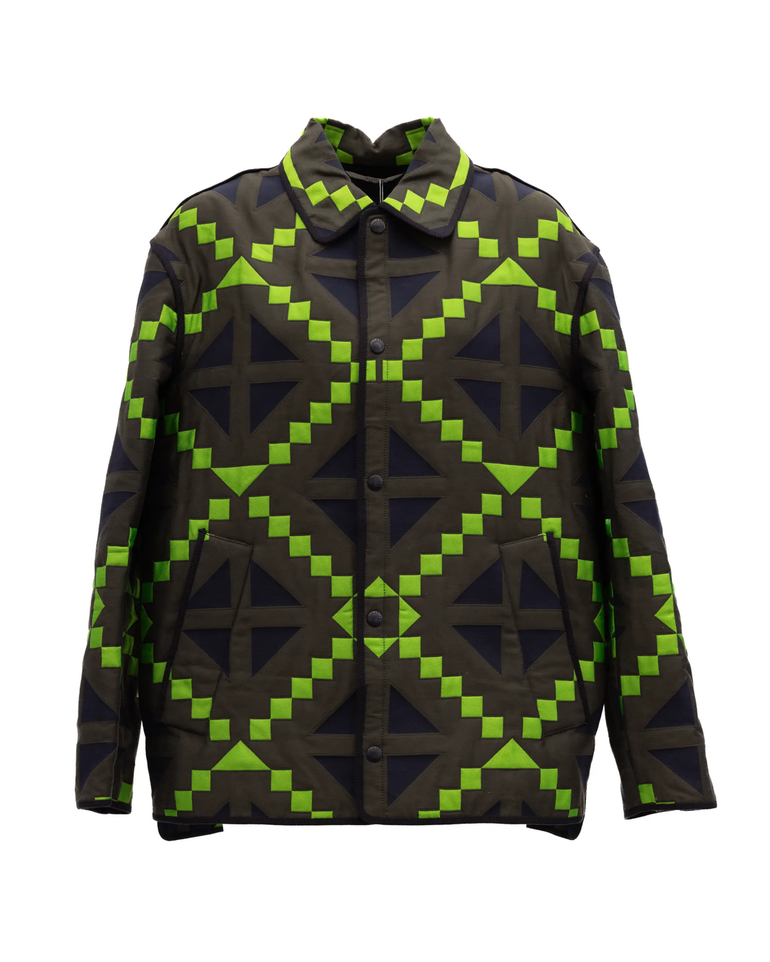 Valentino Garavani Sample Sale | Valentino Garavani Green Geometric Button-Up Jacket - | Designer outlet
