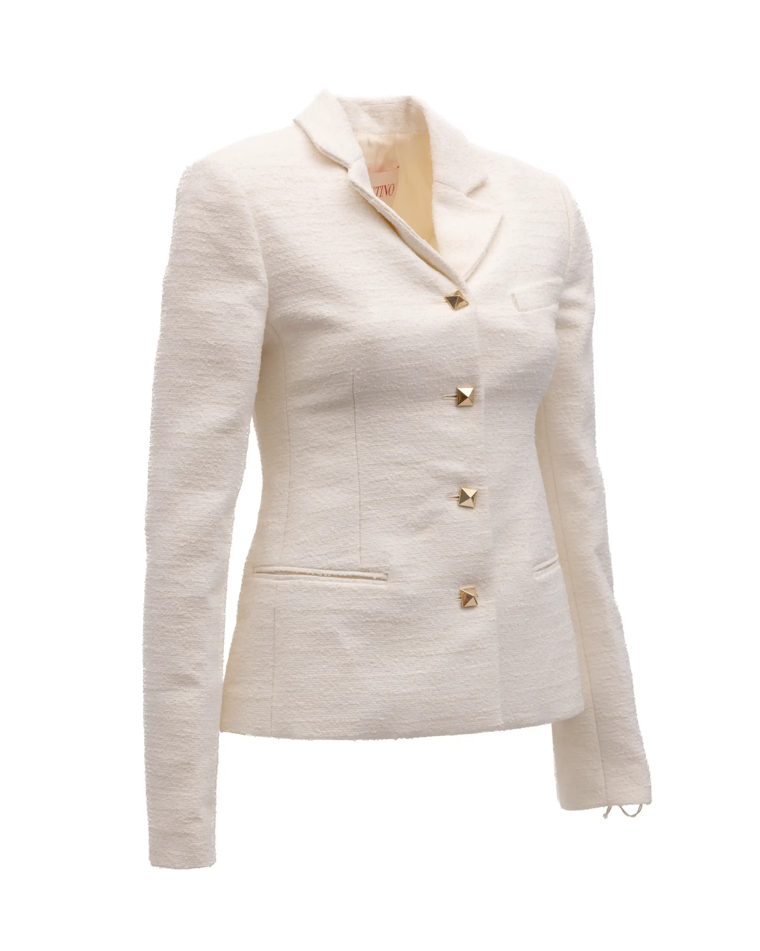 Valentino Garavani Sample Sale | Valentino Garavani Off-White Tailored Blazer with Gold Stud Buttons - | Designer outlet