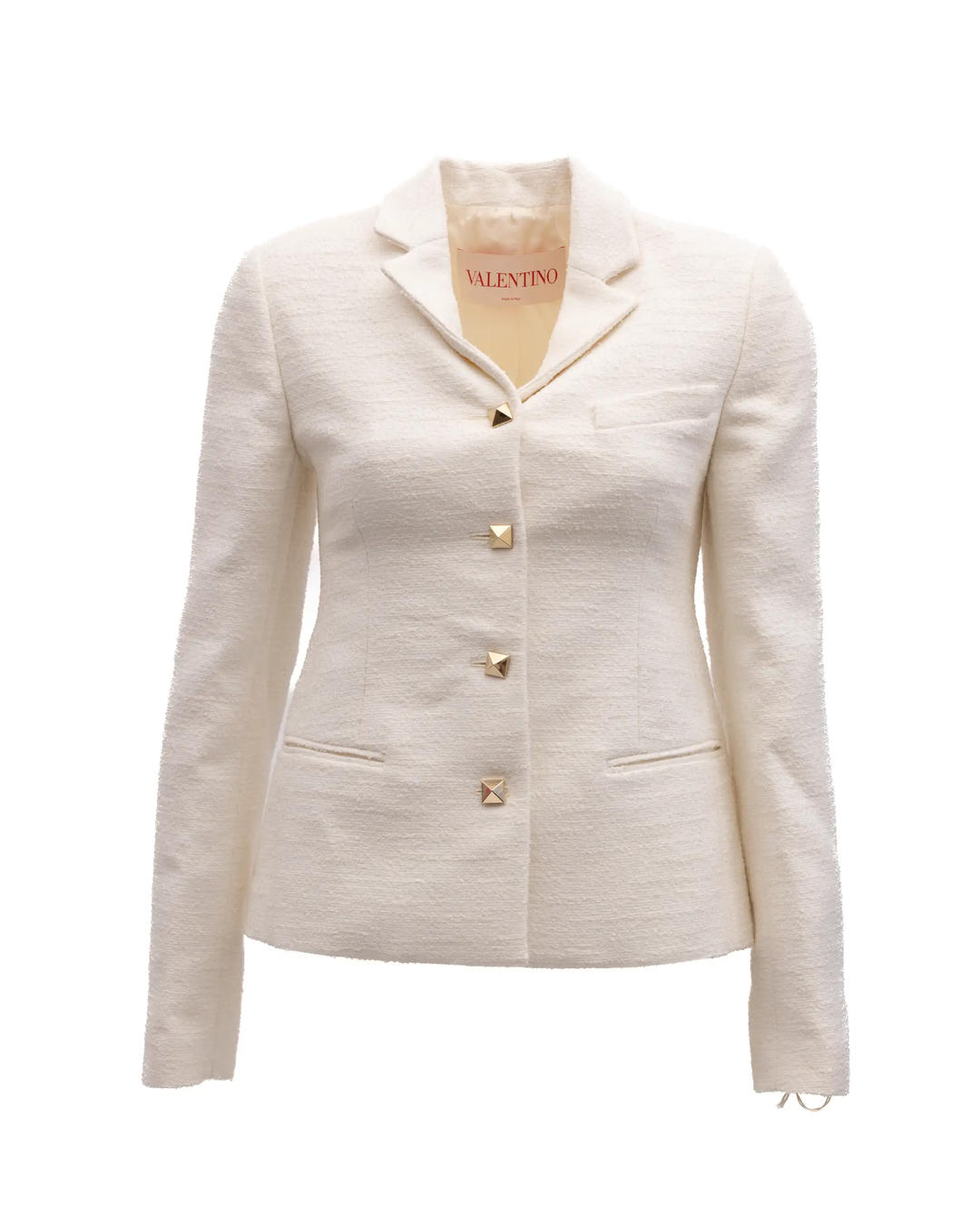 Valentino Garavani Sample Sale | Valentino Garavani Off-White Tailored Blazer with Gold Stud Buttons - | Designer outlet