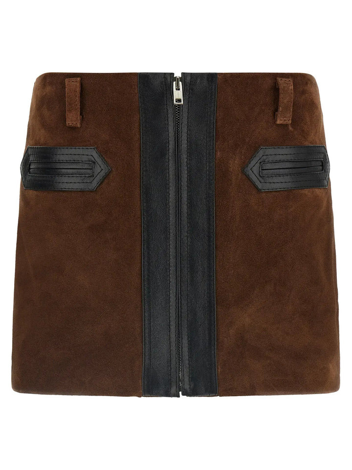 Marni Sample Sale | Marni Brown Calfskin Long Skirt - | Designer outlet