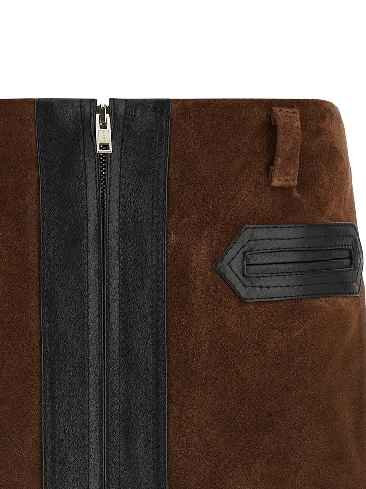 Marni Sample Sale | Marni Brown Calfskin Long Skirt - | Designer outlet