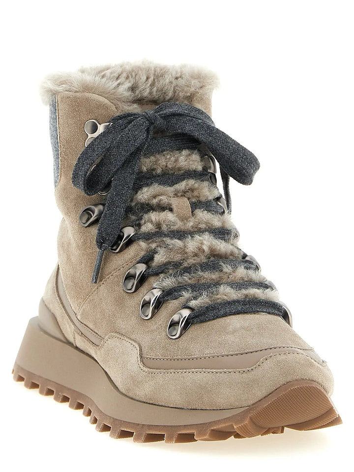 Brunello Cucinelli Sample Sale | Brunello Cucinelli Beige Calfskin Ankle Boots - | Designer outlet