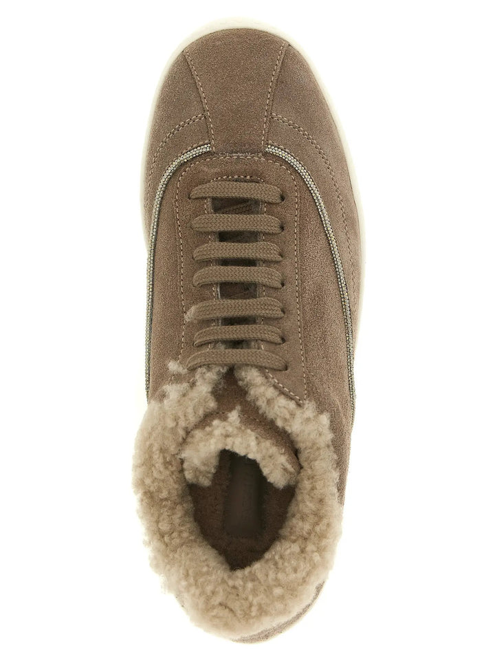 Fabiana Filippi Sample Sale | Fabiana Filippi Beige Suede Leather Low Top Sneakers - | Designer outlet