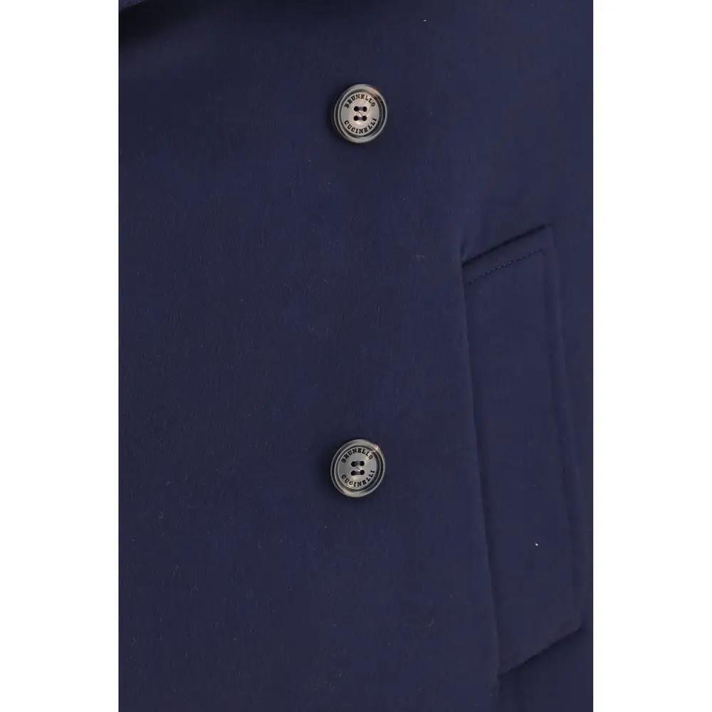 Brunello Cucinelli Sample Sale | Brunello Cucinelli Blue Wool Oves Aries Coat - | Designer outlet