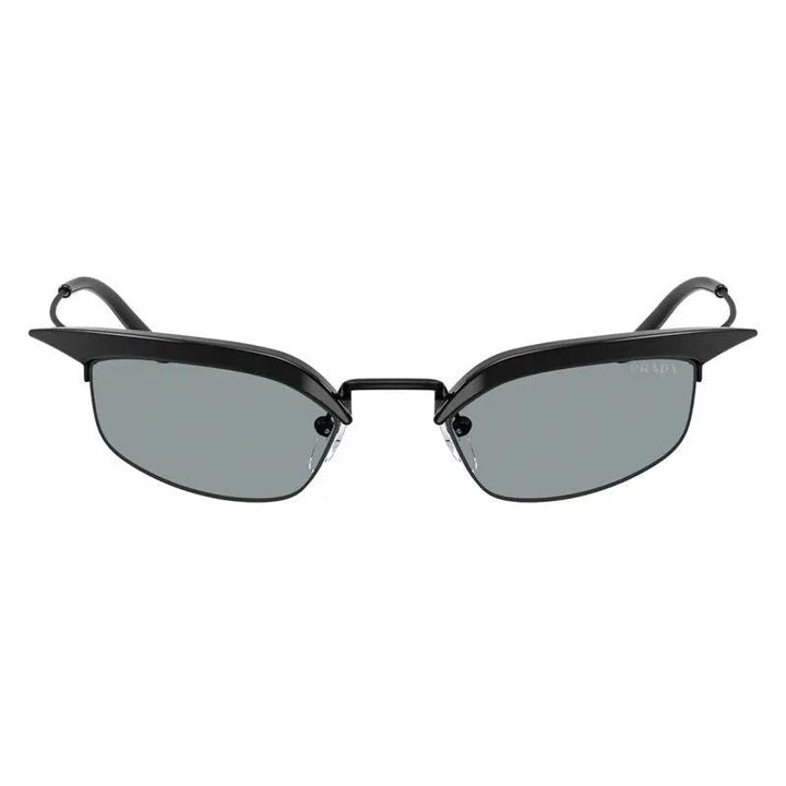 Prada Sunglasses Rectangle Semi Rim, Black Frame And Dark Grey Lens
