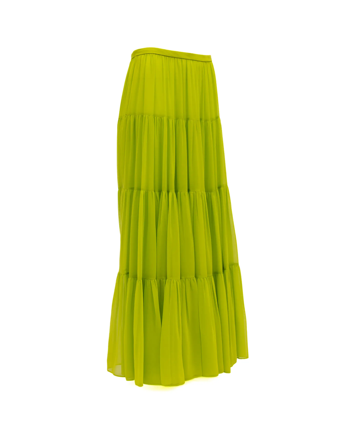 Valentino Garavani Sample Sale | Valentino Garavani Lime Green Flowing Maxi Skirt - | Designer outlet