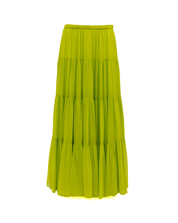Valentino Garavani Sample Sale | Valentino Garavani Lime Green Flowing Maxi Skirt - | Designer outlet