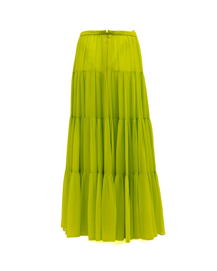 Valentino Garavani Sample Sale | Valentino Garavani Lime Green Flowing Maxi Skirt - | Designer outlet