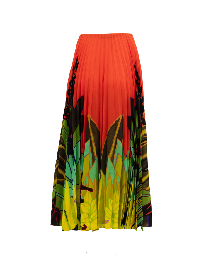 Valentino Garavani Sample Sale | Valentino Garavani Orange Pleated Floral Skirt - | Designer outlet