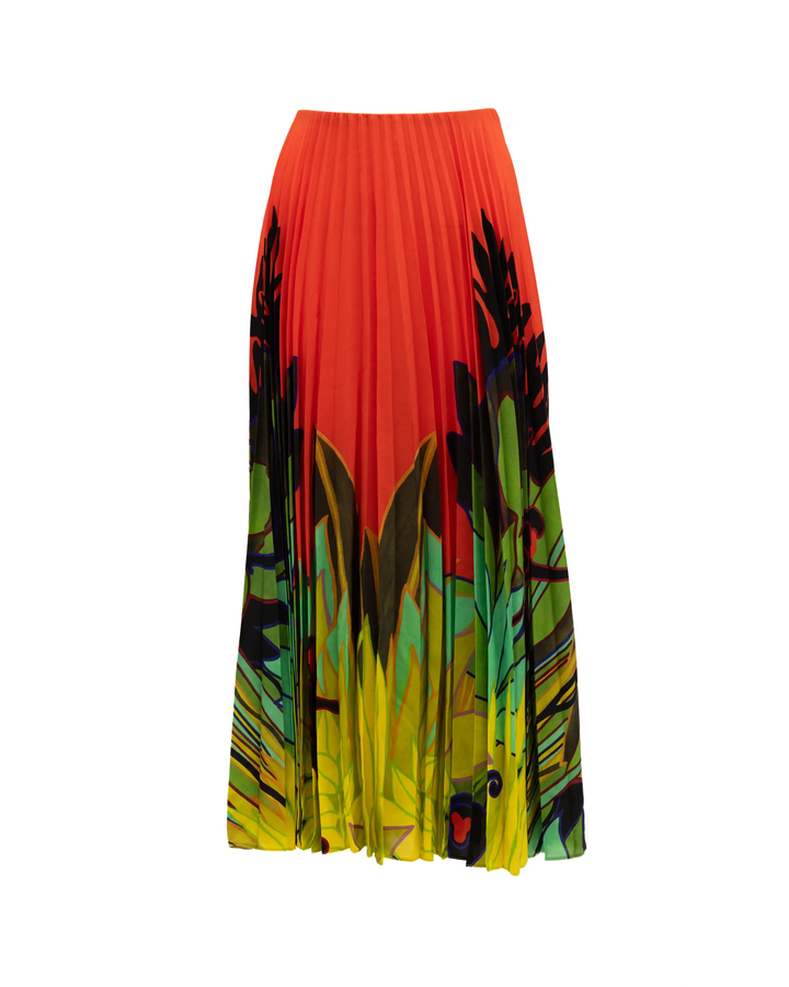Valentino Garavani Sample Sale | Valentino Garavani Orange Pleated Floral Skirt - | Designer outlet