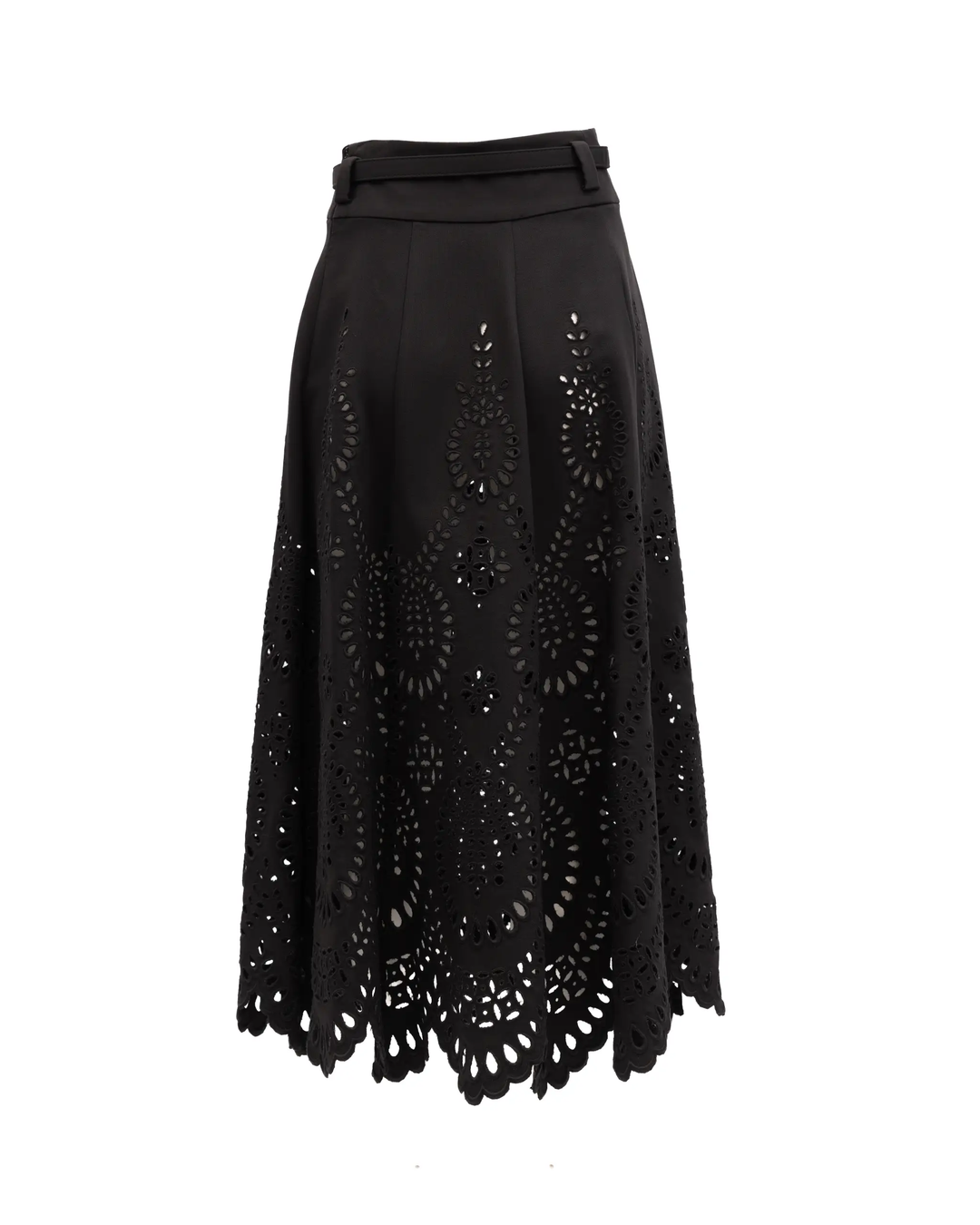 Valentino Garavani Sample Sale | Valentino Garavani Cut-Out Floral Midi Black Skirt - | Designer outlet