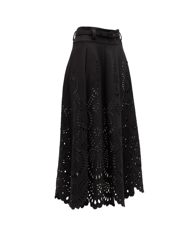 Valentino Garavani Sample Sale | Valentino Garavani Cut-Out Floral Midi Black Skirt - | Designer outlet