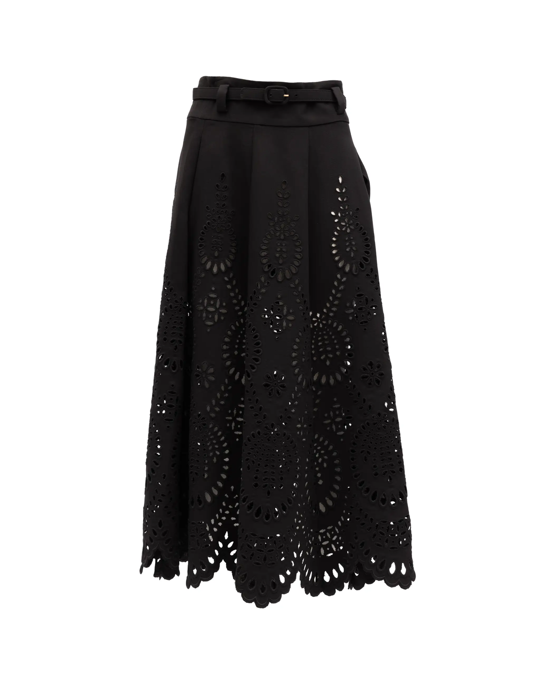 Valentino Garavani Sample Sale | Valentino Garavani Cut-Out Floral Midi Black Skirt - | Designer outlet