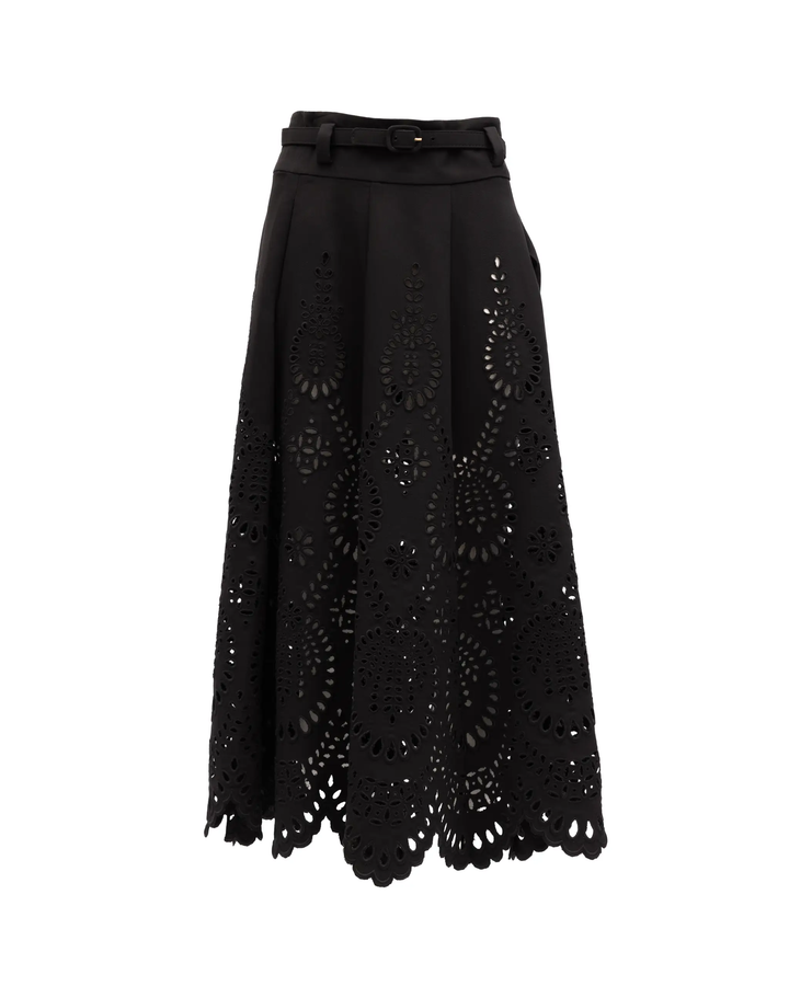 Valentino Garavani Sample Sale | Valentino Garavani Cut-Out Floral Midi Black Skirt - | Designer outlet