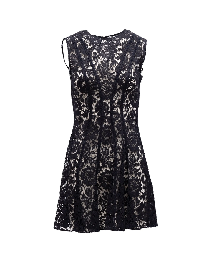 Valentino Garavani Sample Sale | Valentino Garavani Floral Black Lace Mini Dress - | Designer outlet