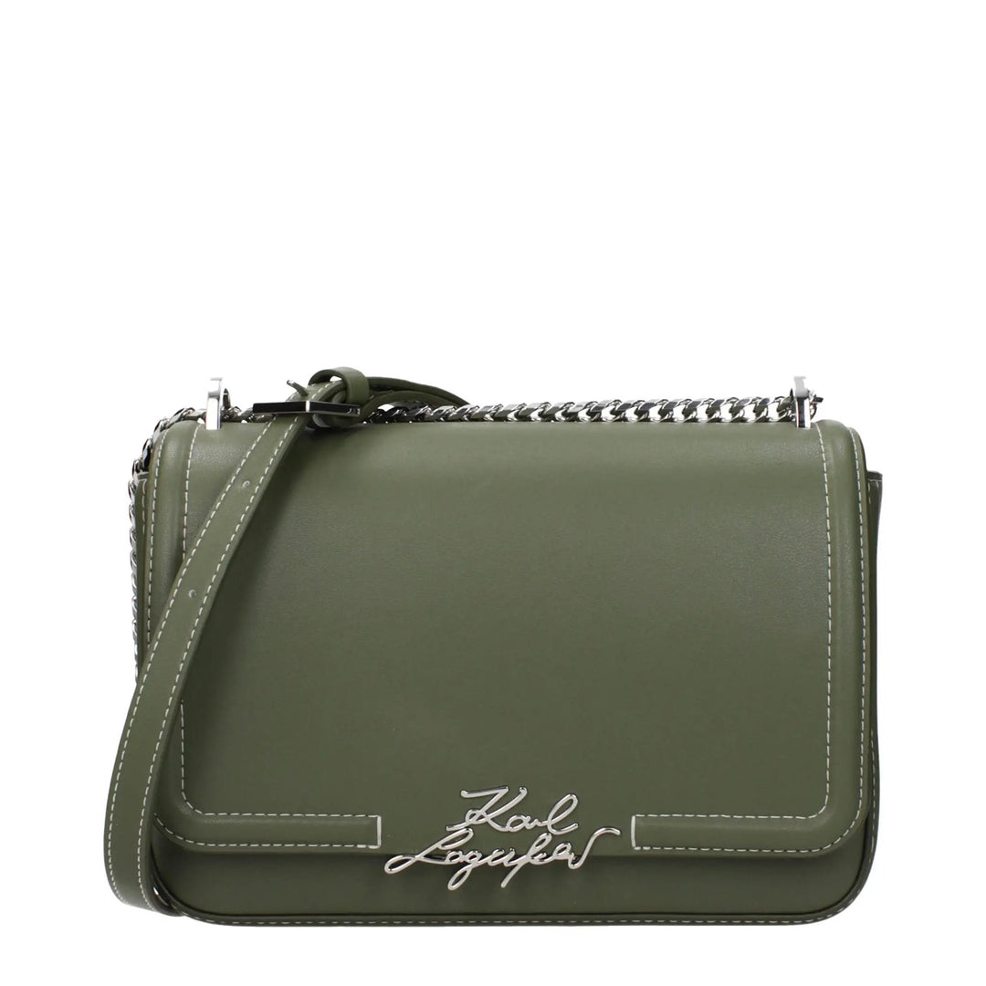 Karl Lagerfeld Sample Sale | Karl Lagerfeld Green Leather Shoulder Bag - | Designer outlet