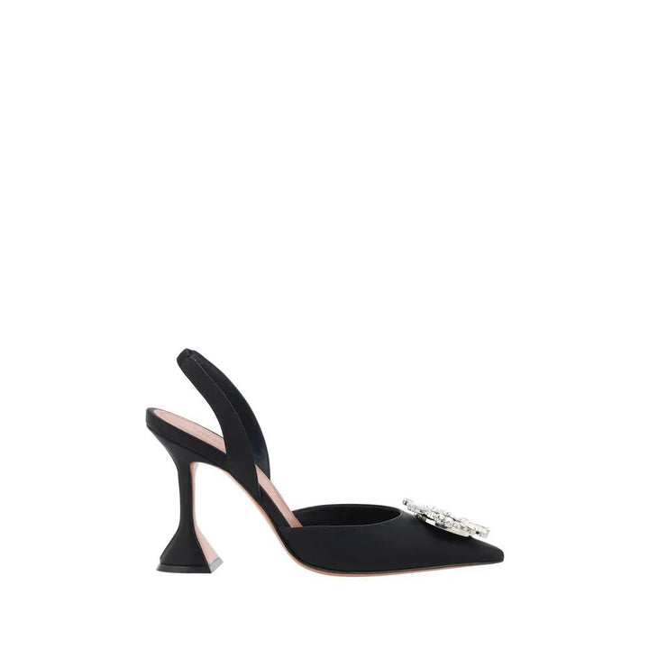 Amina Muaddi Sample Sale | Amina Muaddi Black Satin High Heel Pumps - | Designer outlet