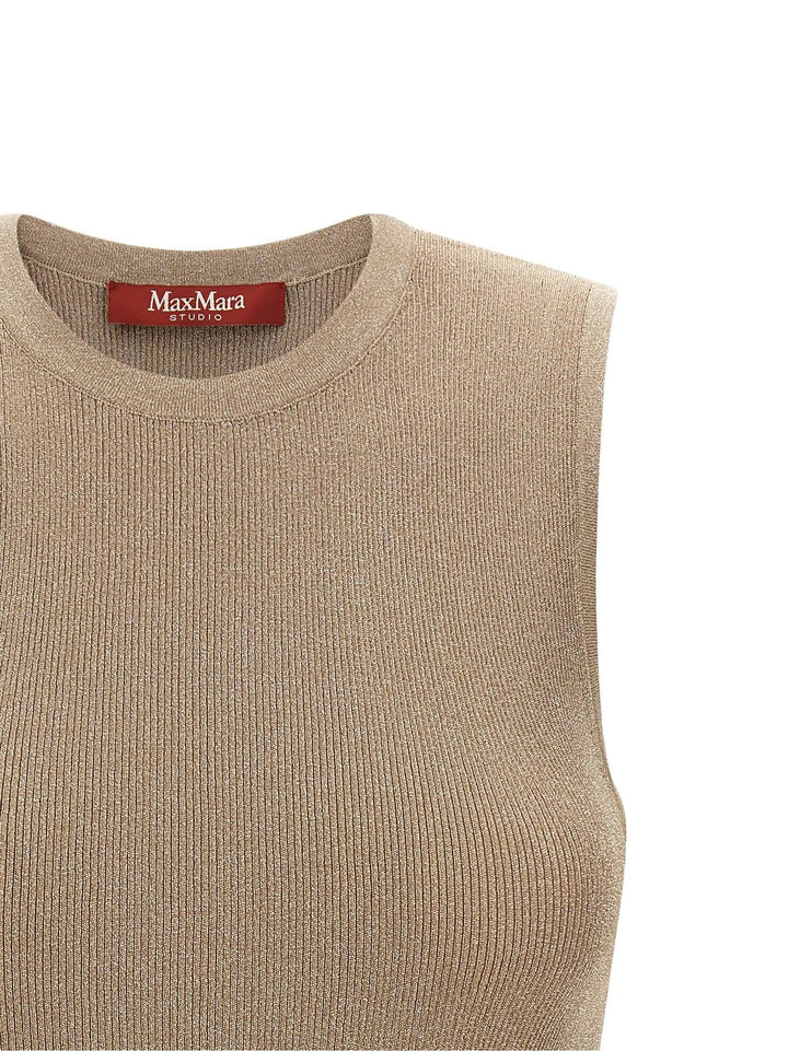 Max Mara Sample Sale | Max Mara Beige Polyamide Sleeveles T-Shirt - | Designer outlet