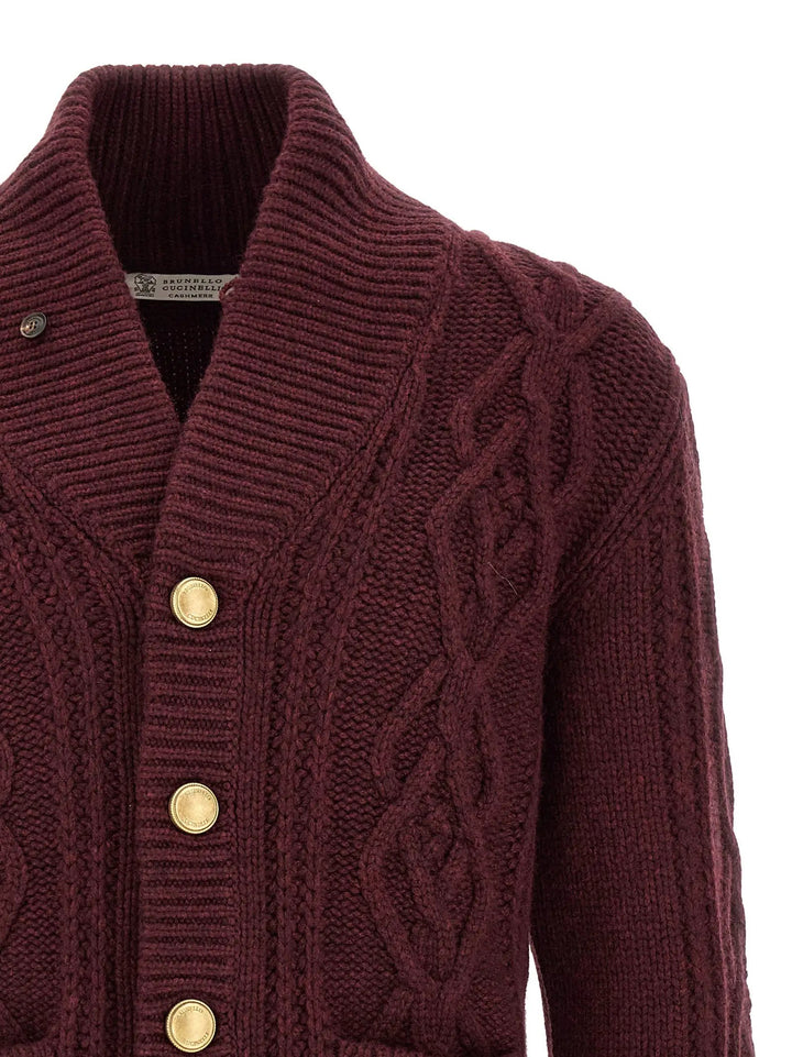 Brunello Cucinelli Sample Sale | Brunello Cucinelli Bordeaux Cashmere Cardigan - | Designer outlet
