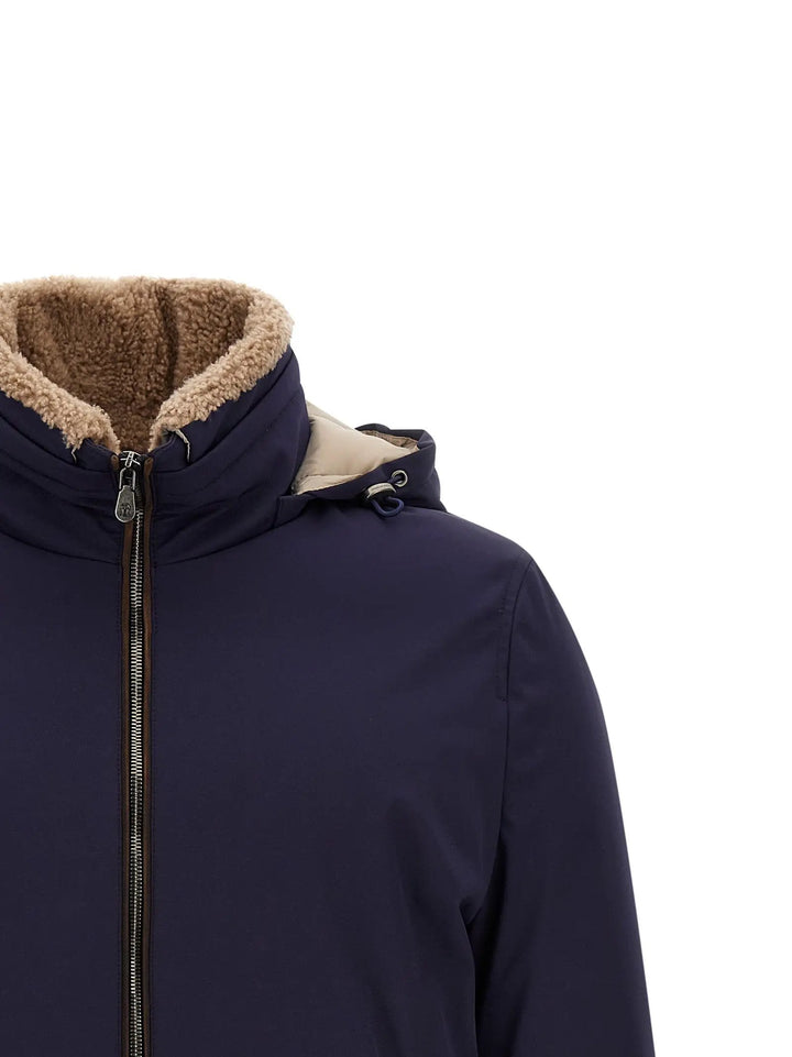 Brunello Cucinelli Sample Sale | Brunello Cucinelli Blue Polyamide Full-Length Jacket - | Designer outlet