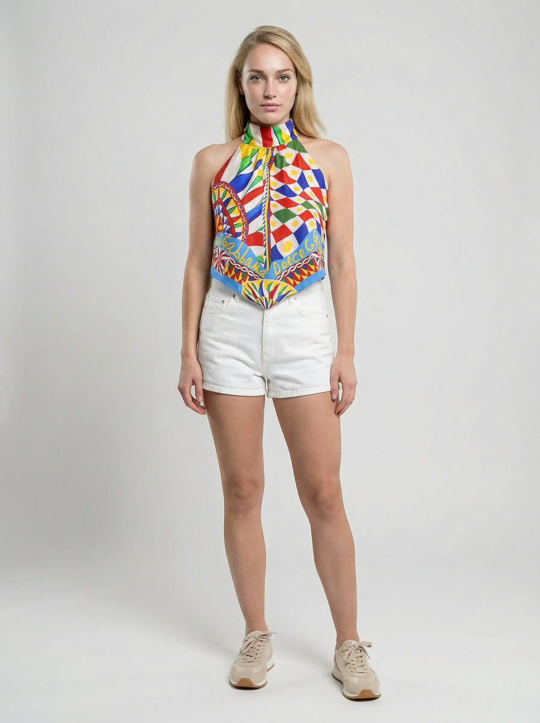 Dolce &amp; Gabbana Sample Sale | Dolce &amp; Gabbana Multicolor Silk Sleeveles T-Shirt - | Designer outlet