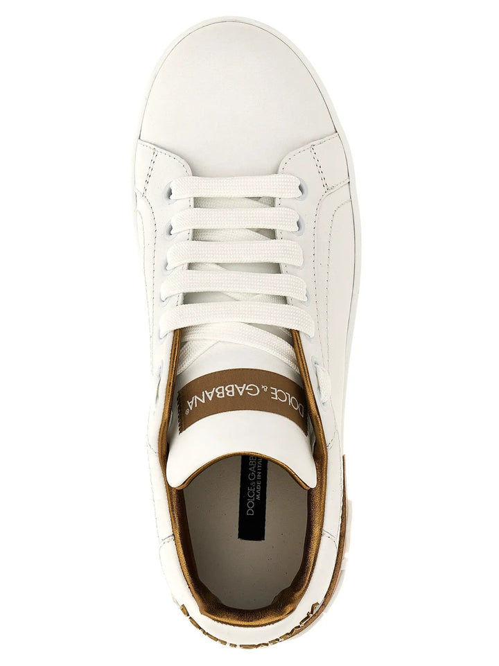 Dolce &amp; Gabbana Sample Sale | Dolce &amp; Gabbana Gold Calfskin Low Top Sneakers - | Designer outlet