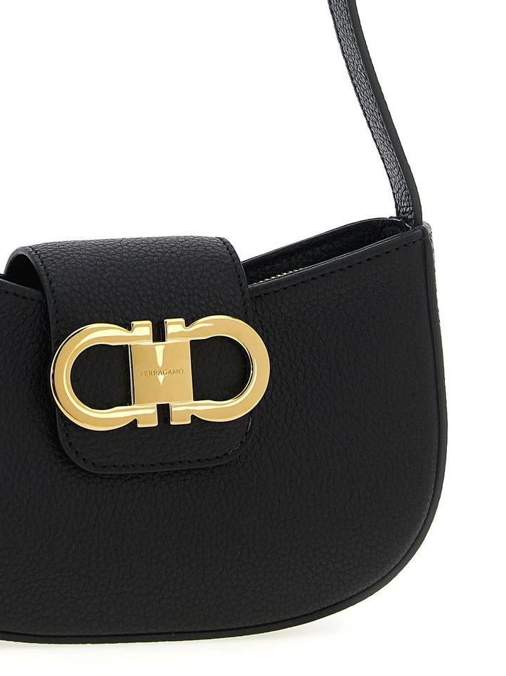 Ferragamo Sample Sale | Ferragamo Black Calfskin Shoulder Bag - | Designer outlet