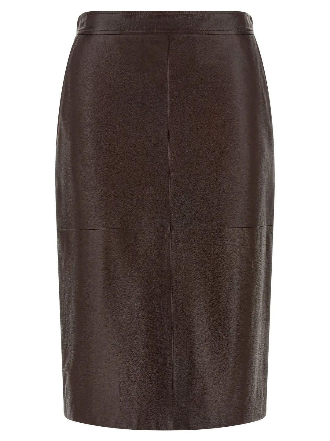 Max Mara Sample Sale | Max Mara Brown Lamb Leather Midi Skirt - | Designer outlet