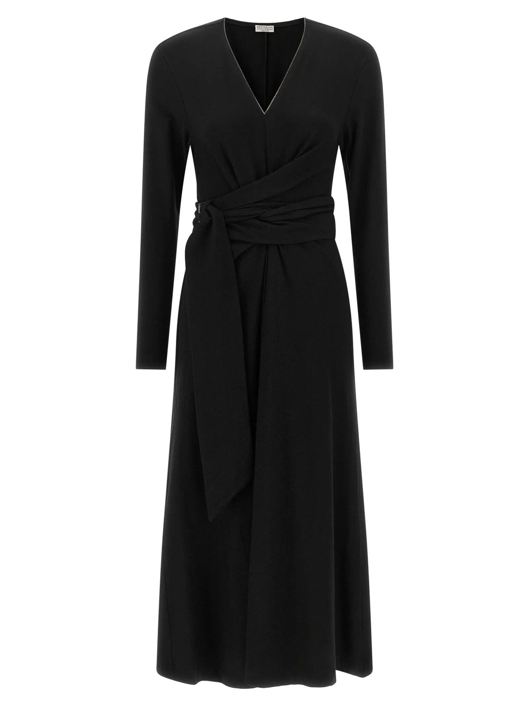 Brunello Cucinelli Sample Sale | Brunello Cucinelli Black Virgin Wool Midi Dress - | Designer outlet