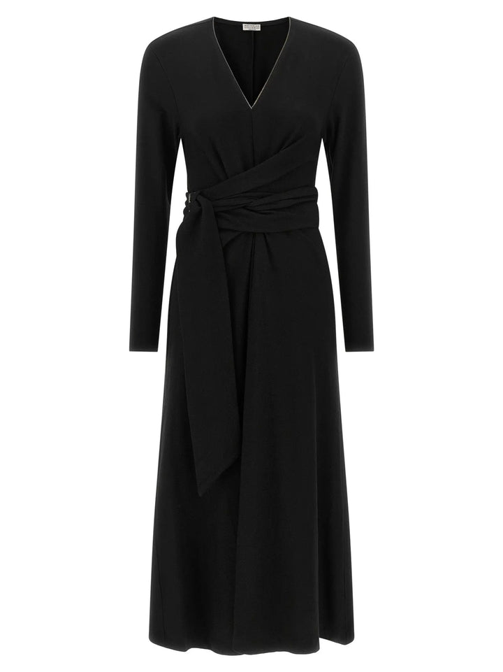 Brunello Cucinelli Sample Sale | Brunello Cucinelli Black Virgin Wool Midi Dress - | Designer outlet