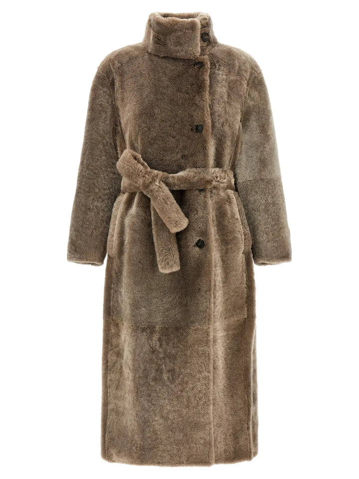 Brunello Cucinelli Sample Sale | Brunello Cucinelli Brown Lamb Leather Coat - | Designer outlet