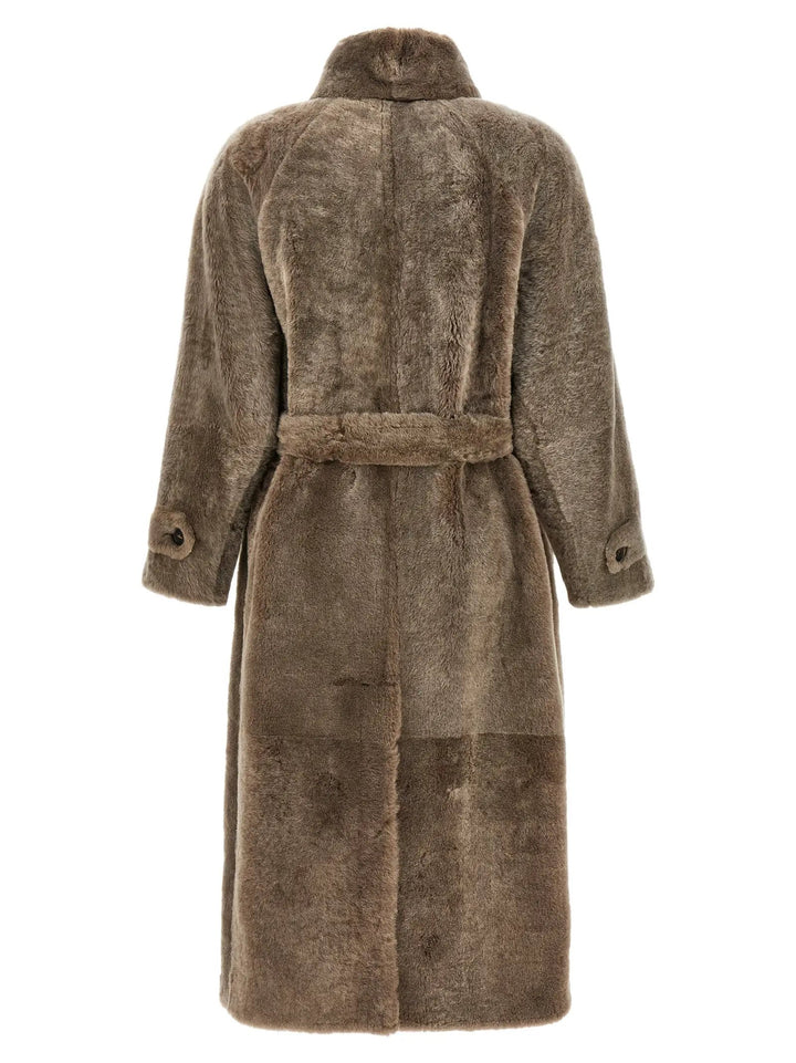 Brunello Cucinelli Sample Sale | Brunello Cucinelli Brown Lamb Leather Coat - | Designer outlet