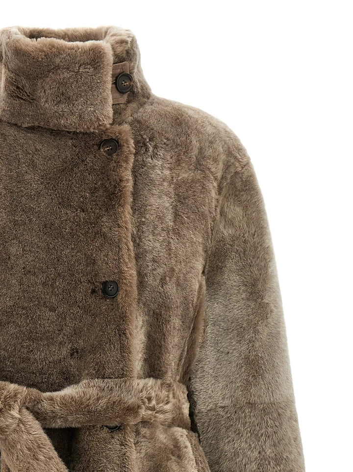 Brunello Cucinelli Sample Sale | Brunello Cucinelli Brown Lamb Leather Coat - | Designer outlet