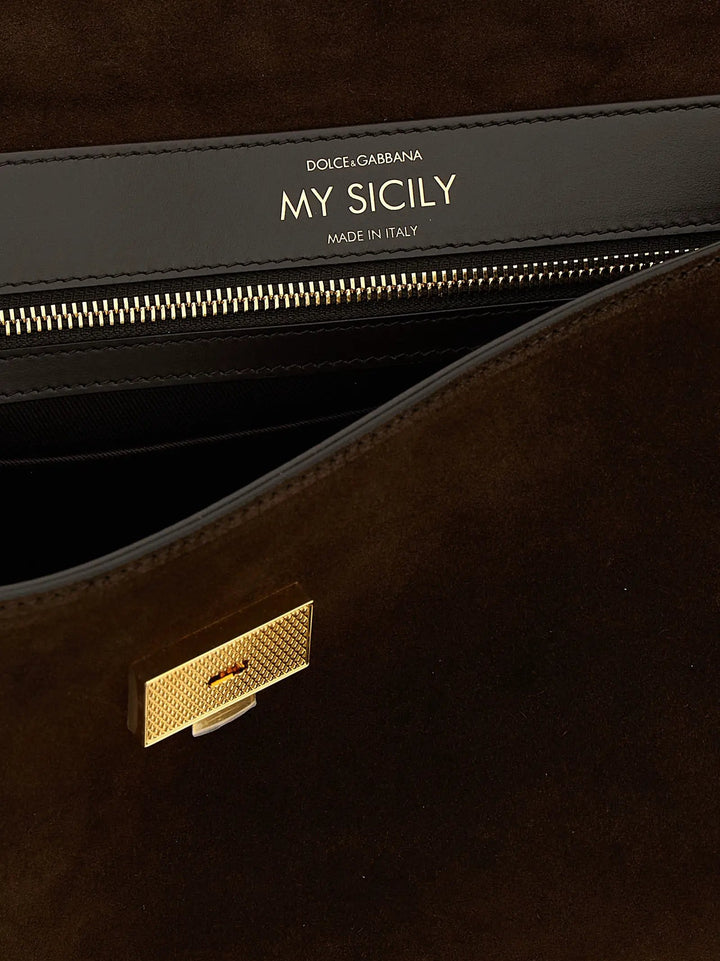 Dolce &amp; Gabbana Sample Sale | Dolce &amp; Gabbana Brown Calfskin Handbag - | Designer outlet