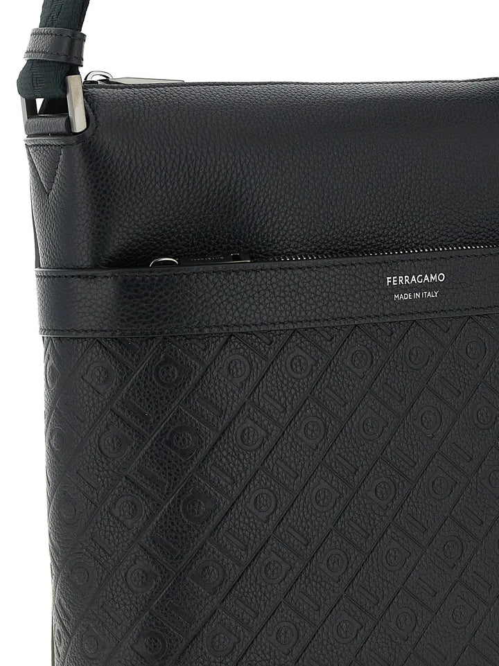 Ferragamo Sample Sale | Ferragamo Black Calfskin Crossbody Bag - | Designer outlet