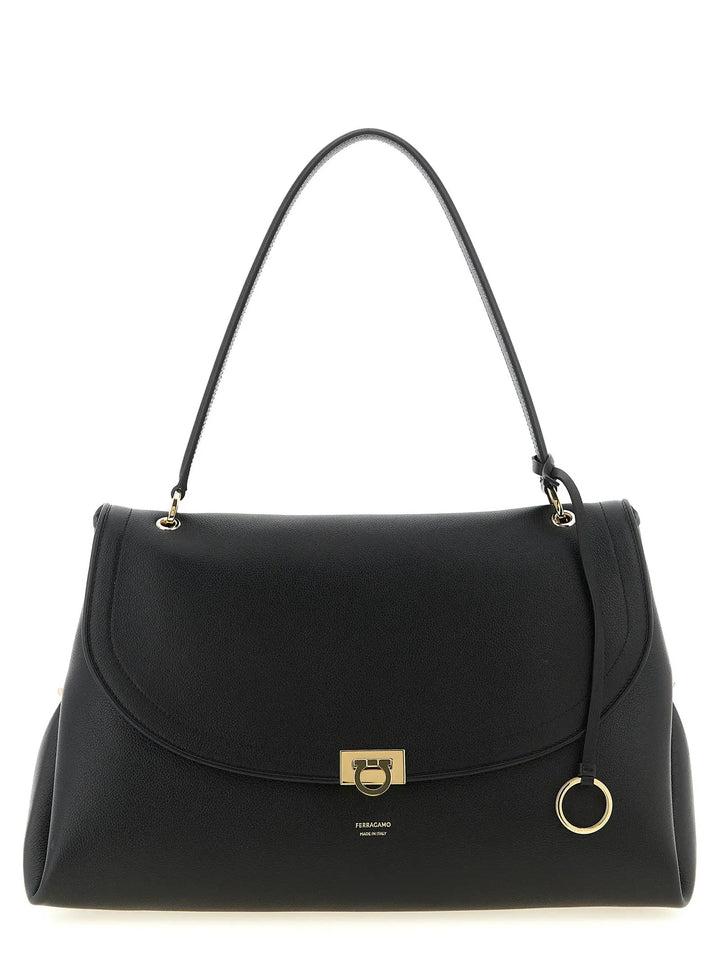 Ferragamo Sample Sale | Ferragamo Black Calfskin Shoulder Bag - | Designer outlet