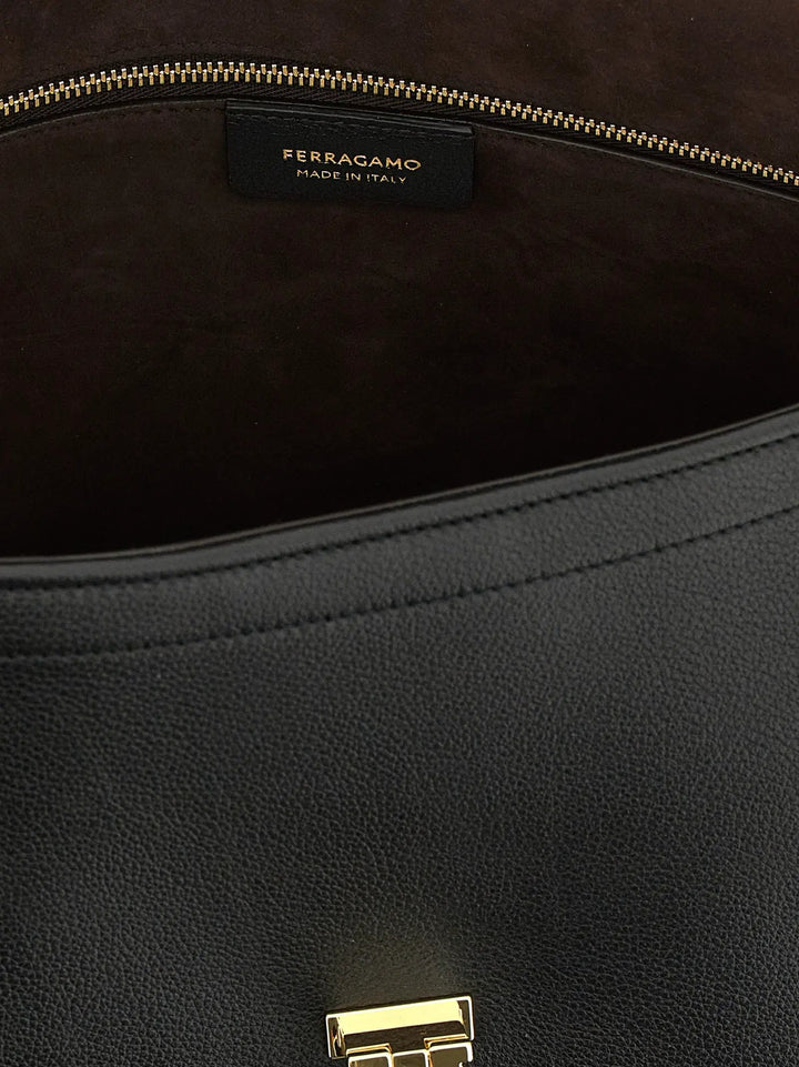 Ferragamo Sample Sale | Ferragamo Black Calfskin Shoulder Bag - | Designer outlet