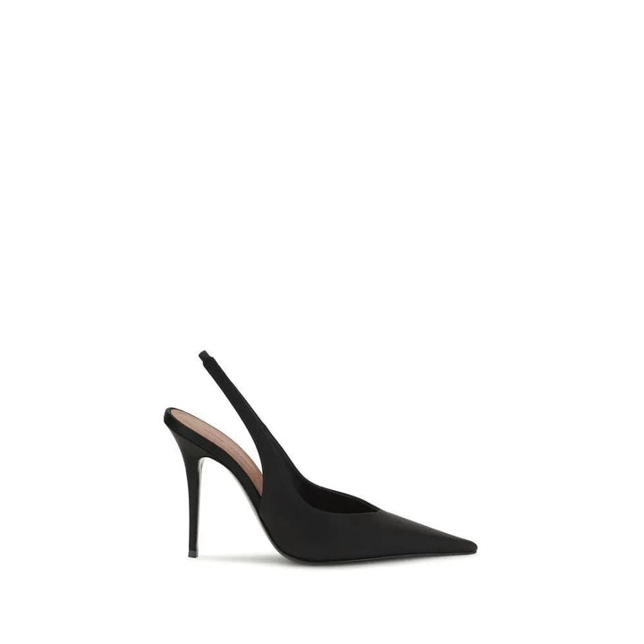 Amina Muaddi Sample Sale | Amina Muaddi Black Satin High Heel Pumps - | Designer outlet