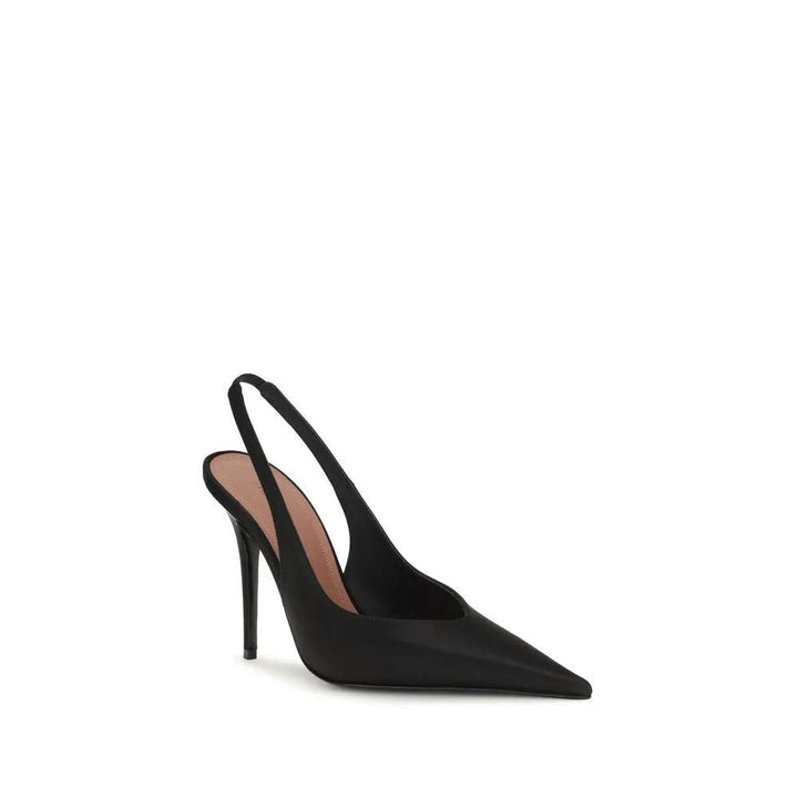 Amina Muaddi Sample Sale | Amina Muaddi Black Satin High Heel Pumps - | Designer outlet