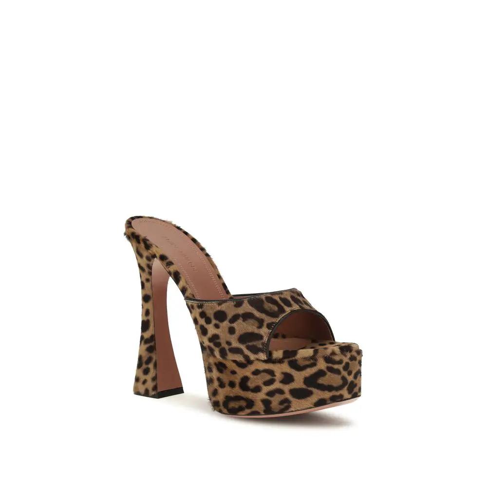Amina Muaddi Sample Sale | Amina Muaddi Beige Calf Leather Bos Taurus Platform Sandals - | Designer outlet