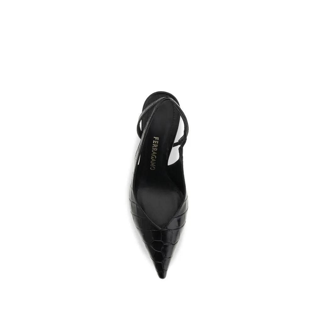 Ferragamo Sample Sale | Ferragamo Black Calf Leather Bos Taurus Pumps - | Designer outlet
