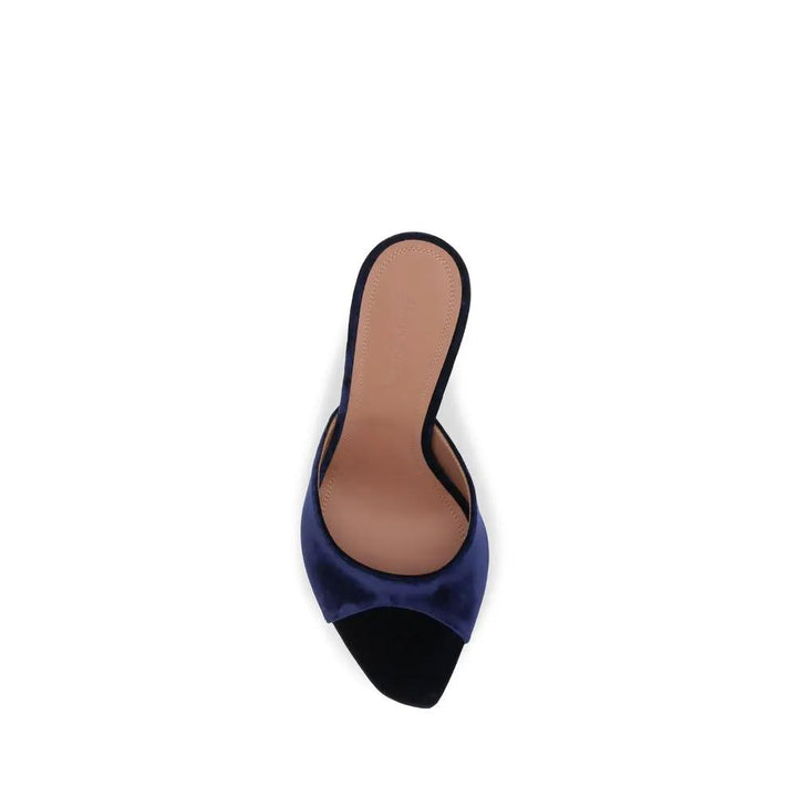 Amina Muaddi Sample Sale | Amina Muaddi Blue Velvet Stiletto Heel Sandals - | Designer outlet