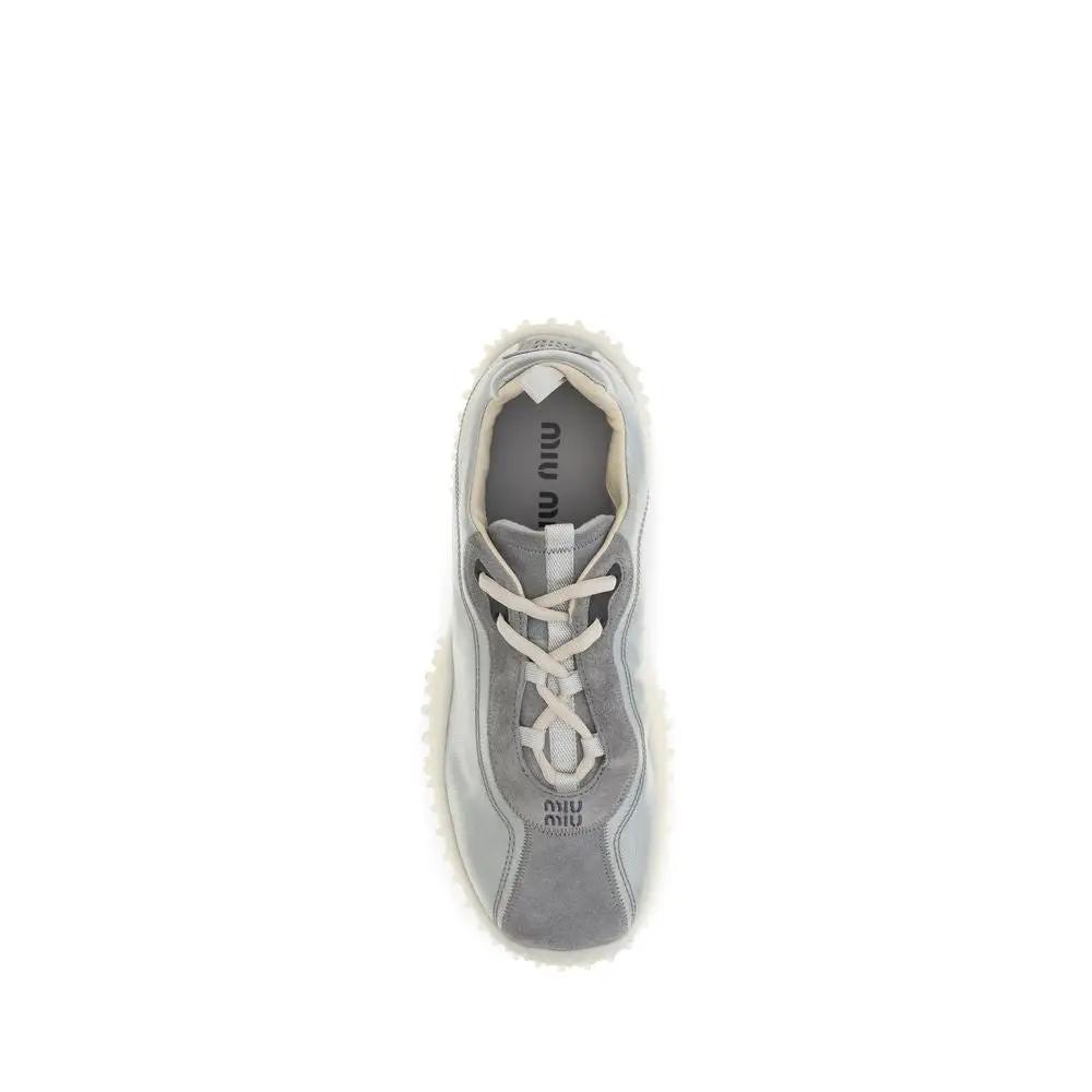 Miu Miu Sample Sale | Miu Miu Gray Recycled Polyamide Chunky Sneakers - | Designer outlet