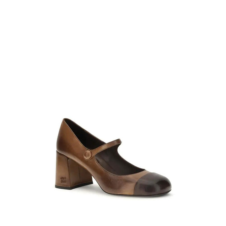 Miu Miu Sample Sale | Miu Miu Brown Calf Leather Bos Taurus Ballet Flats - | Designer outlet